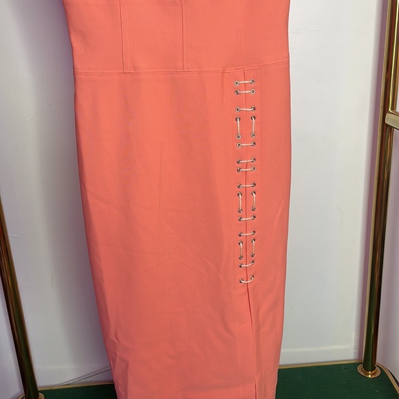 Yigal Azrouël | Mechanical Stretch Sleeveless Bodycon Lace Up Dress - Picture 12 of 14